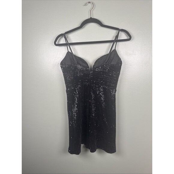 Cinderella Devine Sexy Black Sequin‎ Mini Dress  ( Altered Hem?) Size XS - Picture 2 of 9